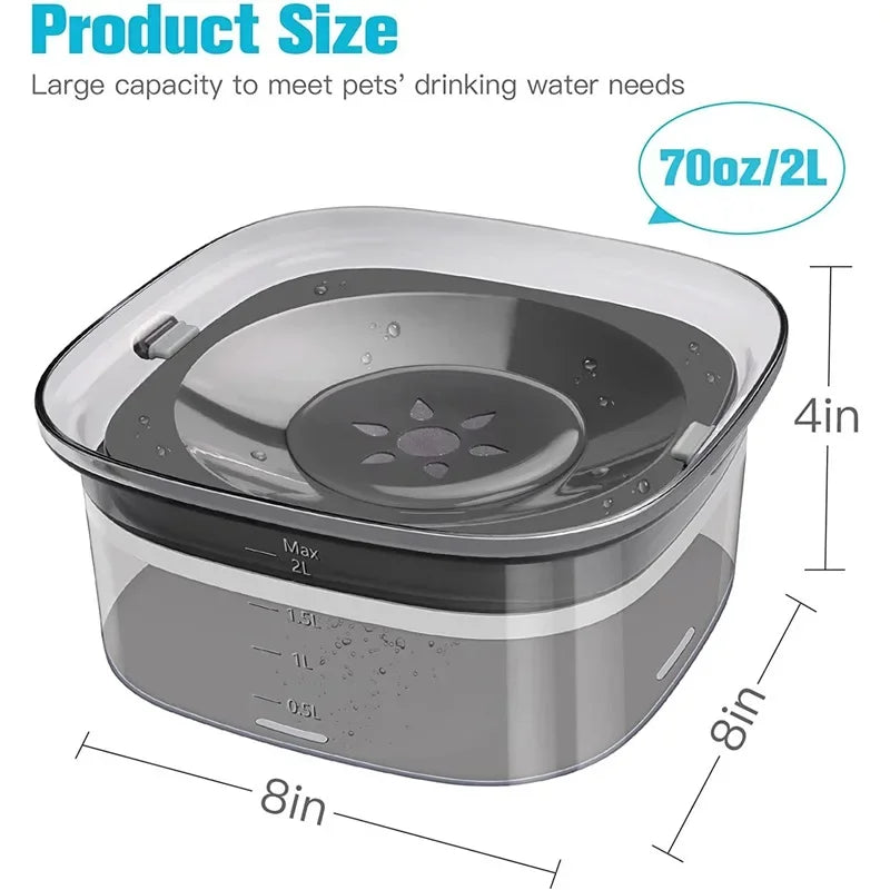 2L Dog Water Bowls Pet Floating Drinking Bowls Cat Anti Wet Mouth Anti Splash Large Capacity Drinker For Small Mid Large Dog