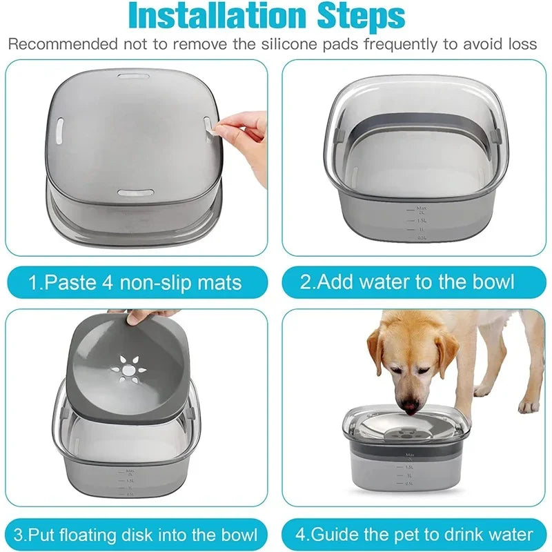 2L Dog Water Bowls Pet Floating Drinking Bowls Cat Anti Wet Mouth Anti Splash Large Capacity Drinker For Small Mid Large Dog