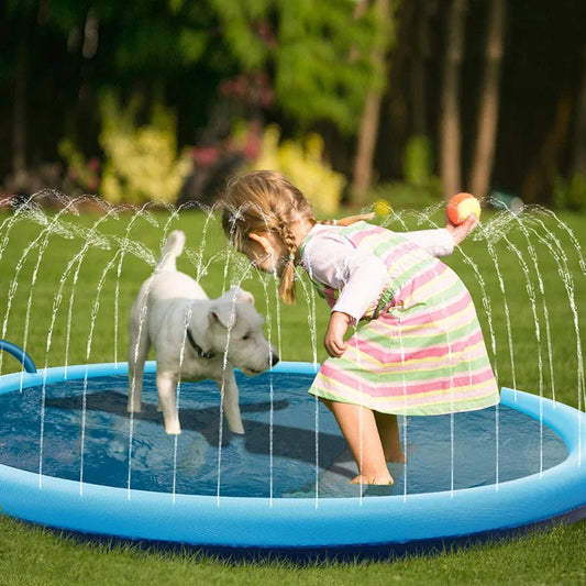 170*170cm Summer Pet Swimming Pool Inflatable Water Sprinkler Pad Play Cooling Mat Outdoor Interactive Fountain Toy for Dogs