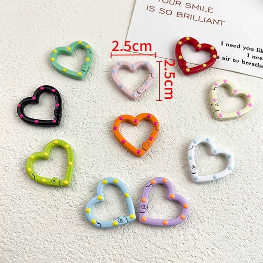 5/10Pcs Multicolor Love Cat Circle Spring Buckle Keychain Lobster Clasp DIY Keyring Dog Chains Buckle Jewelry Making Accessories