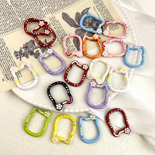 5/10Pcs Multicolor Love Cat Circle Spring Buckle Keychain Lobster Clasp DIY Keyring Dog Chains Buckle Jewelry Making Accessories