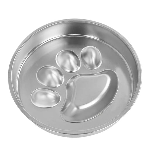304 Stainless Steel Slow Feeder Bowl - Anti-Slip Silicone & Bone/Heart Design, 8.4-9.8in for Cats/Dogs