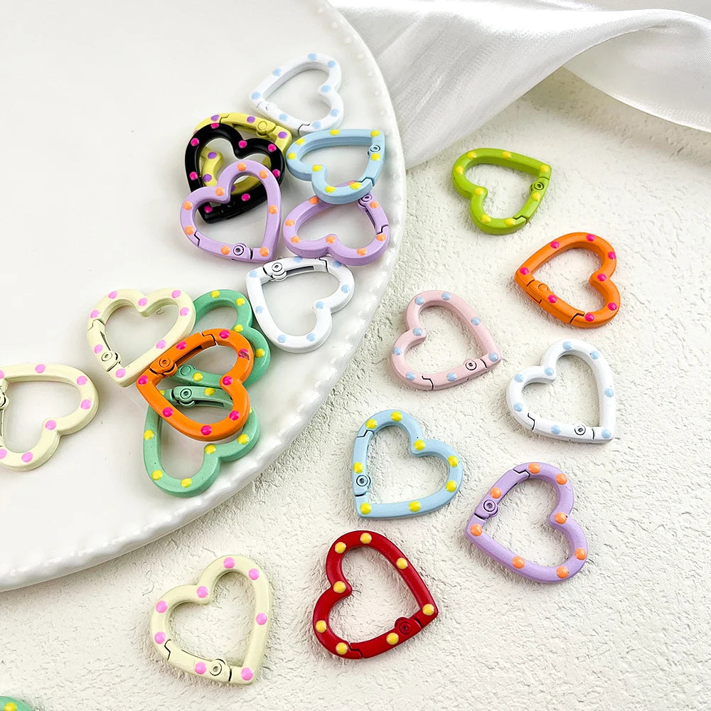 5/10Pcs Multicolor Love Cat Circle Spring Buckle Keychain Lobster Clasp DIY Keyring Dog Chains Buckle Jewelry Making Accessories