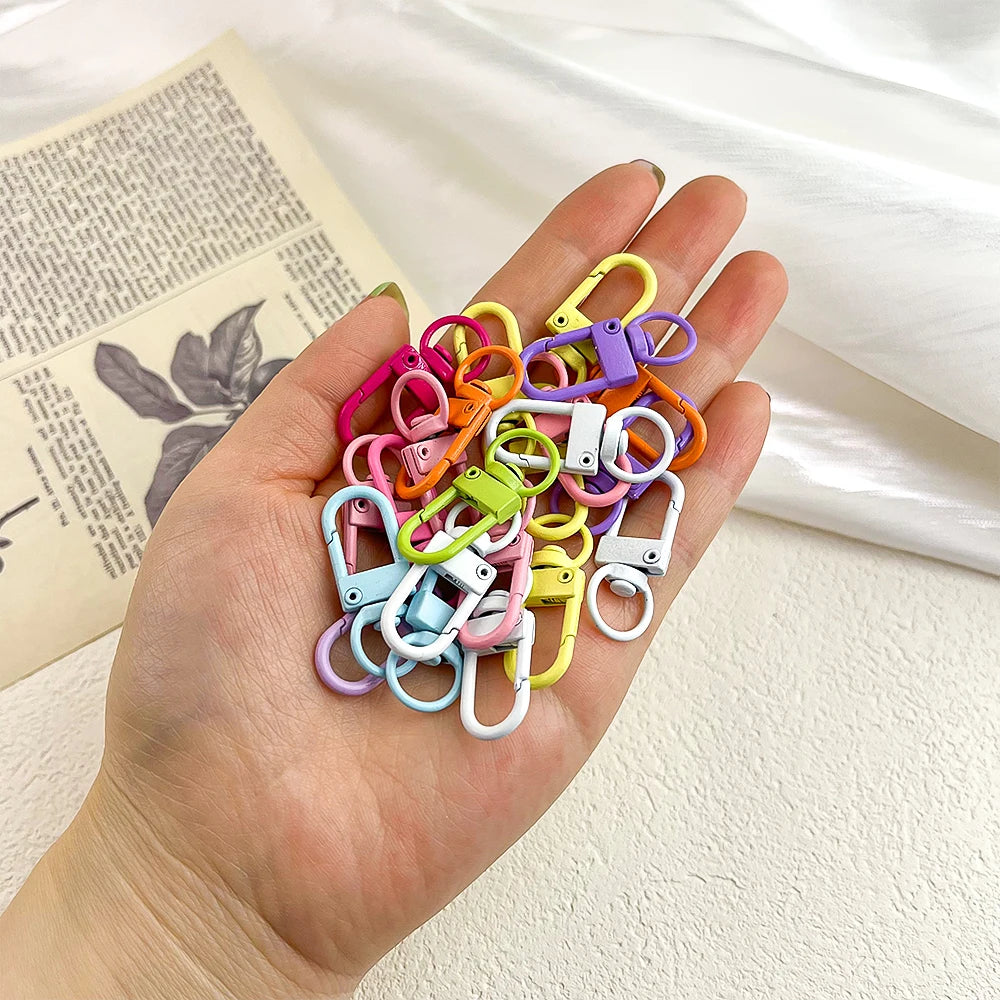 5/10Pcs Multicolor Love Cat Circle Spring Buckle Keychain Lobster Clasp DIY Keyring Dog Chains Buckle Jewelry Making Accessories