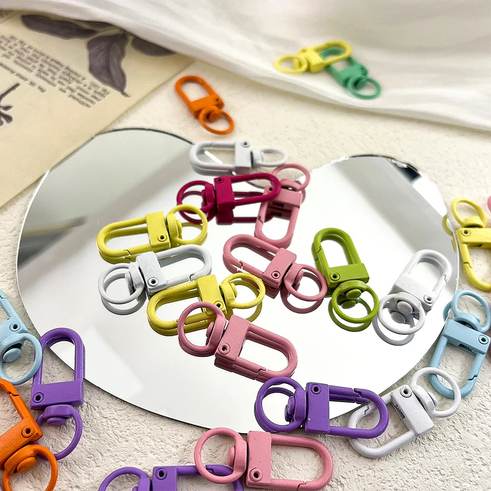 5/10Pcs Multicolor Love Cat Circle Spring Buckle Keychain Lobster Clasp DIY Keyring Dog Chains Buckle Jewelry Making Accessories