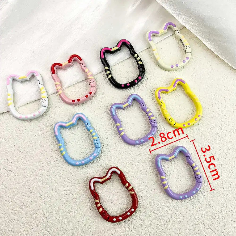 5/10Pcs Multicolor Love Cat Circle Spring Buckle Keychain Lobster Clasp DIY Keyring Dog Chains Buckle Jewelry Making Accessories