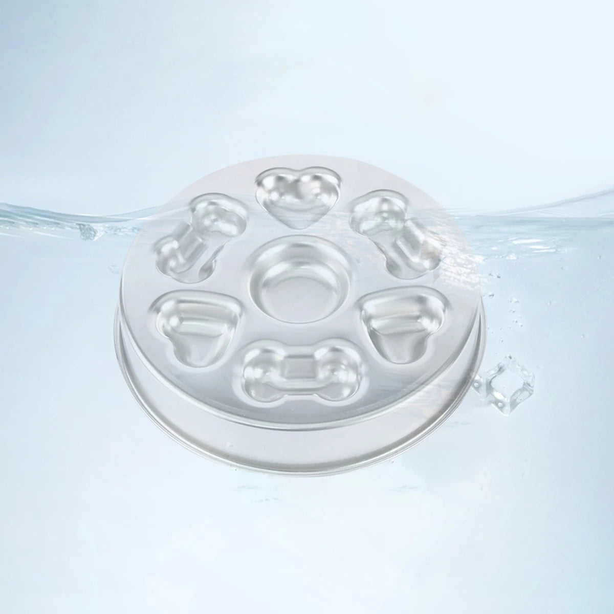 304 Stainless Steel Slow Feeder Bowl - Anti-Slip Silicone & Bone/Heart Design, 8.4-9.8in for Cats/Dogs