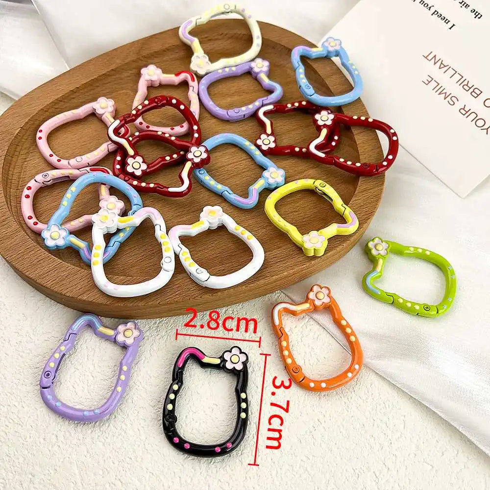5/10Pcs Multicolor Love Cat Circle Spring Buckle Keychain Lobster Clasp DIY Keyring Dog Chains Buckle Jewelry Making Accessories
